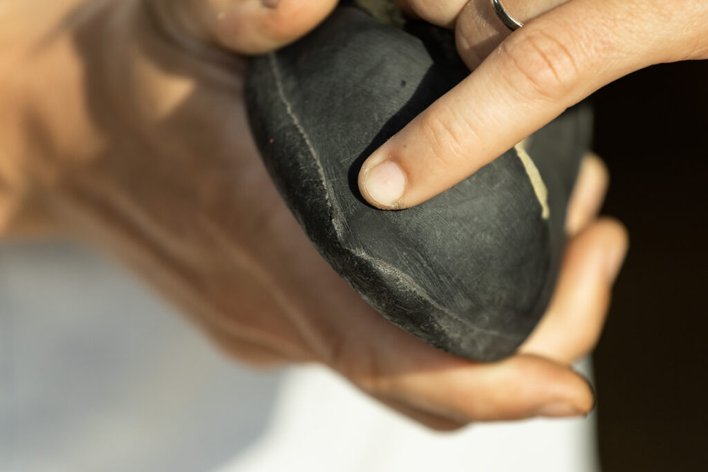 A climbing shoe worn just right