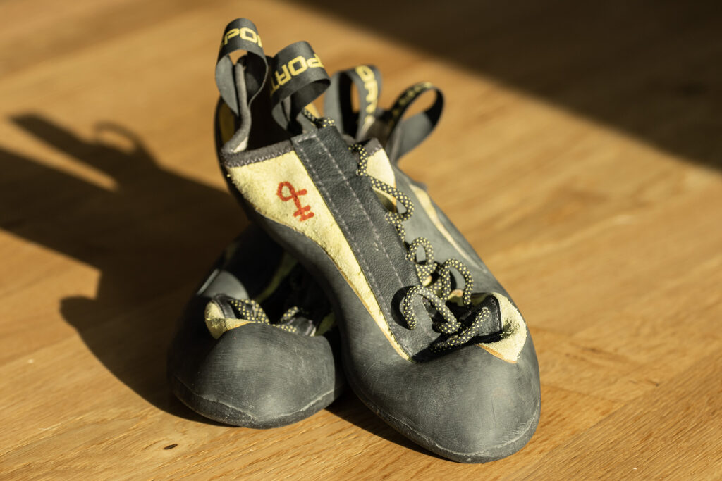 An example of the right time to send your climbing shoes for repair